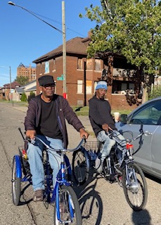 Cyclists outside Kornr Store